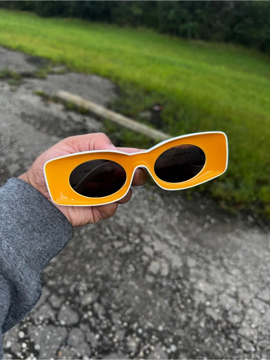 Loewe Accessories - Loewe Yellow Retro Rectangle Sunglasses with Dark Lenses